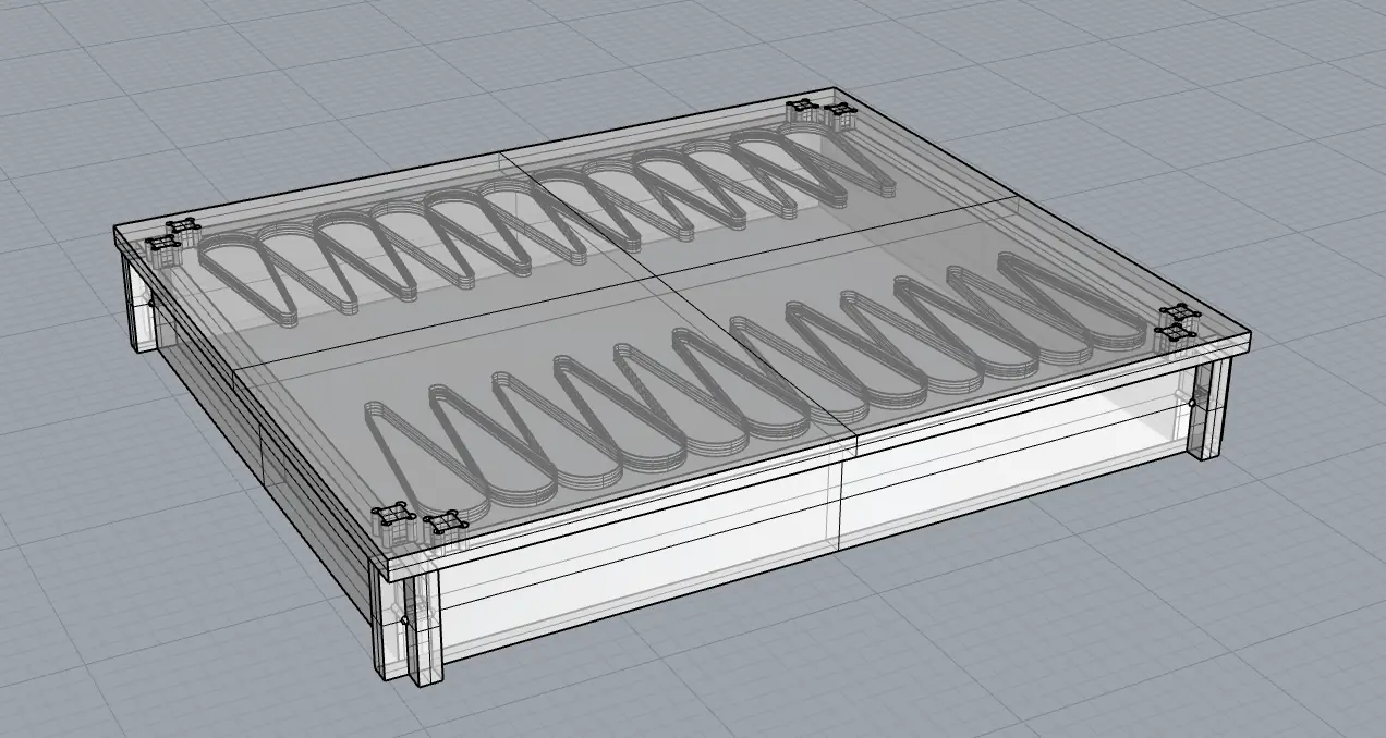 3D model - the alternating-thickness backgammon grid