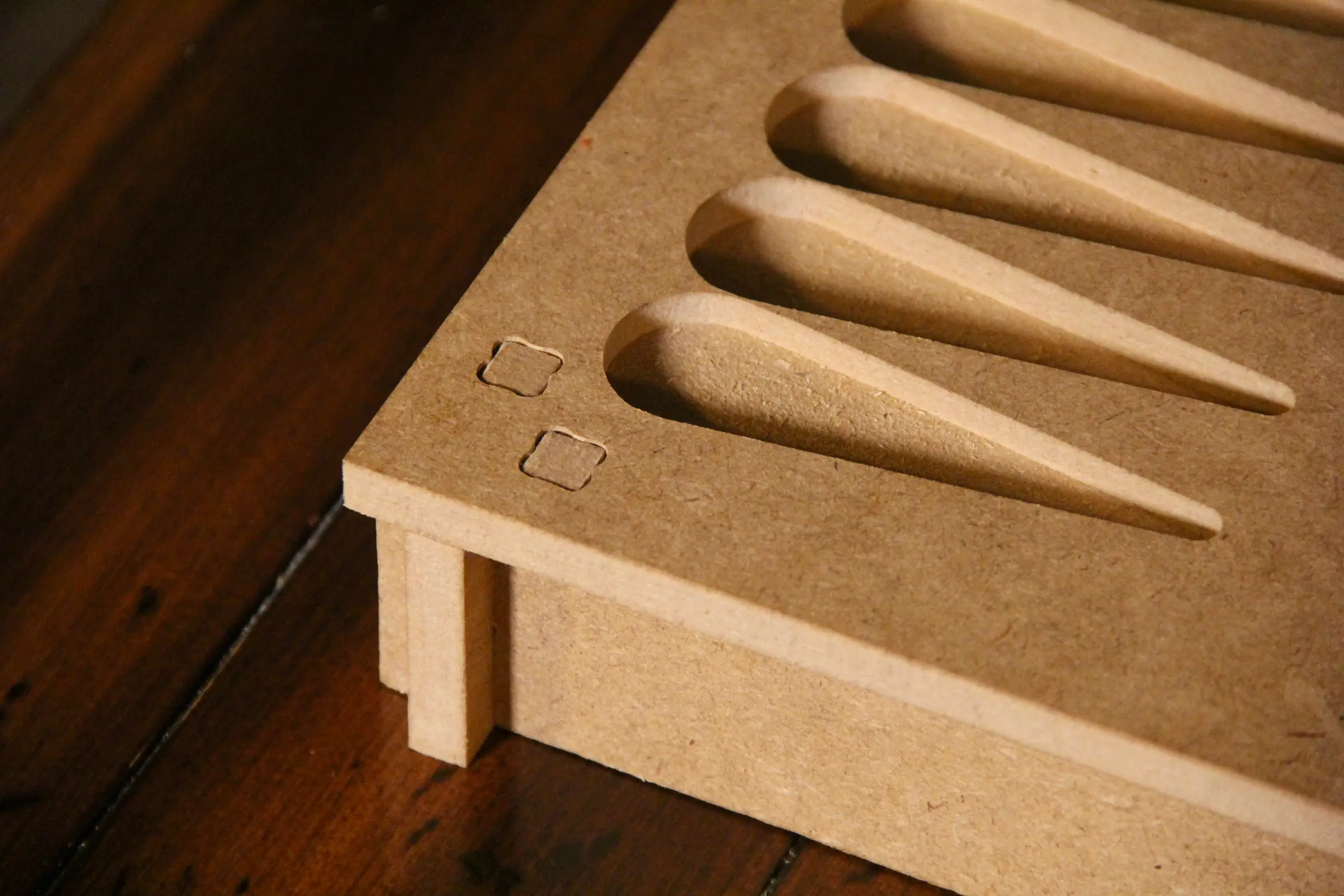 Wood prototypes, before the final CNC pass
